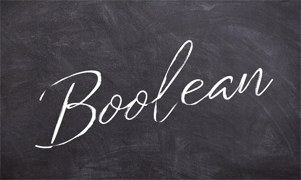 Image of a black board with the word "Boolean"